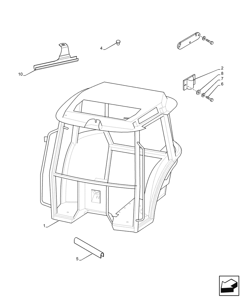 Схема запчастей Case IH JX95HC PLUS - (90.150.010) - STD + VAR - 391606 - CAB FRAME (90) - PLATFORM, CAB, BODYWORK AND DECALS