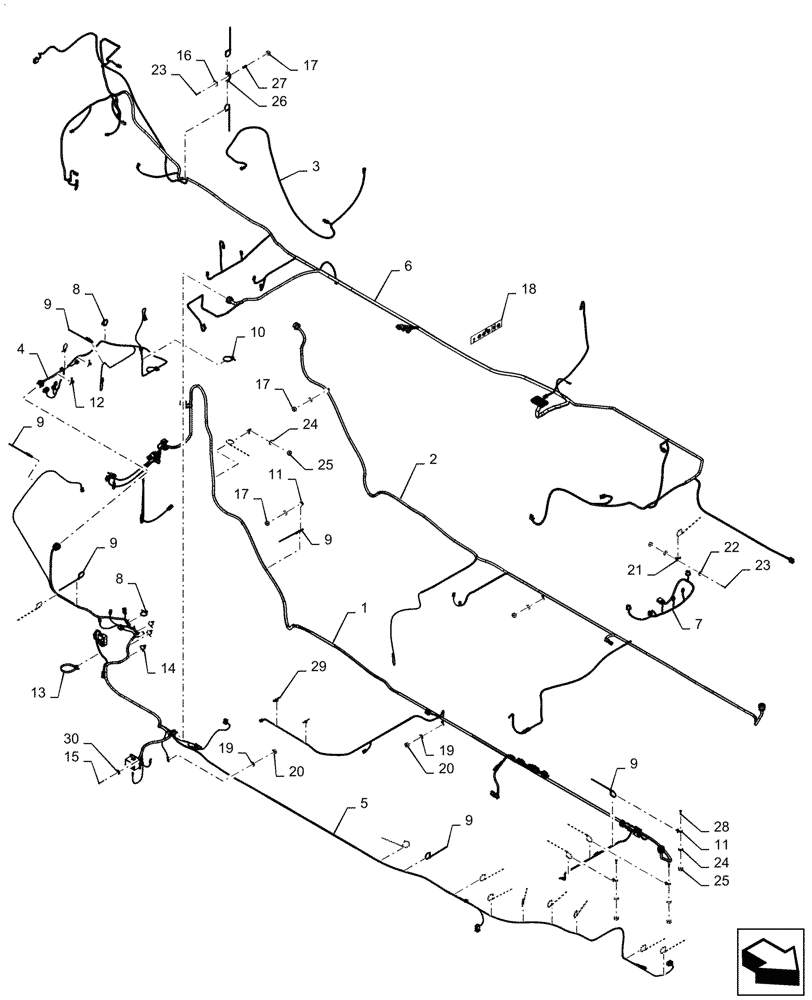 Схема запчастей Case IH PATRIOT 4440 - (55.101.AC[02]) - FRAME WIRE HARNESS LAYOUT, ASN YGT042518 & BSN YGT044001 (55) - ELECTRICAL SYSTEMS