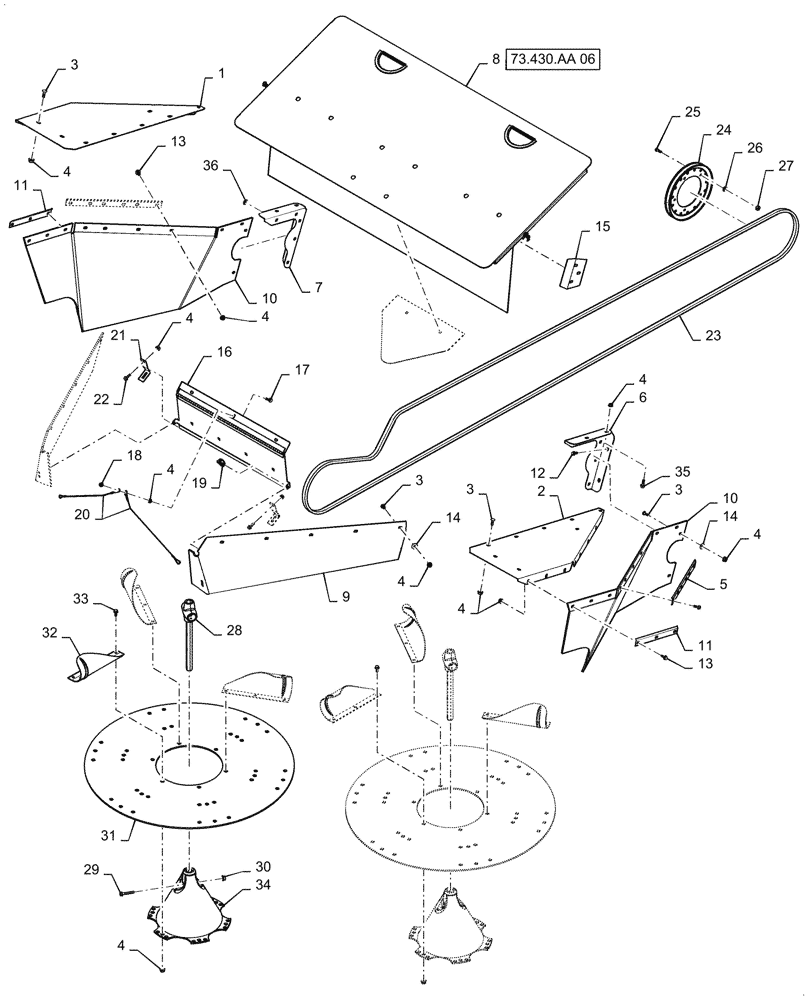 Схема запчастей Case IH 7088 - (73.335.AB[03]) - STRAW/CHAFF SPREADER, PRE-UPGRADE (73) - RESIDUE HANDLING