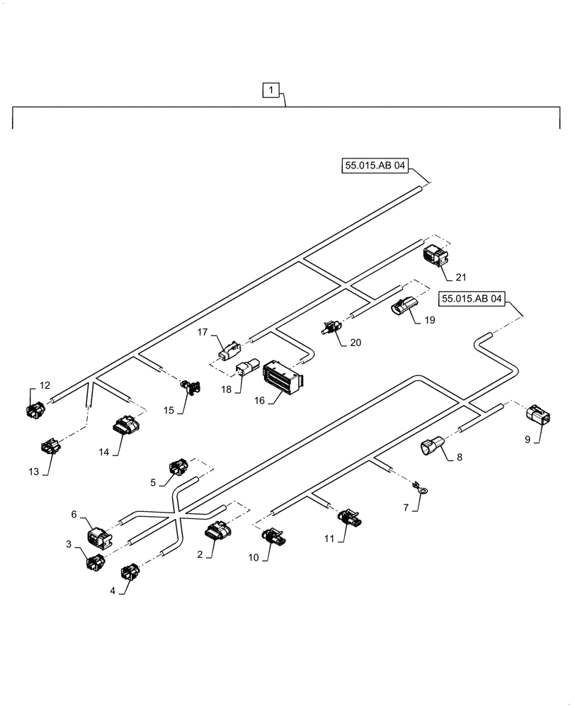 Схема запчастей Case IH PATRIOT 3340 - (55.015.AB[03]) - ENGINE WIRE HARNESS, ASN YGT044000, PART I (55) - ELECTRICAL SYSTEMS