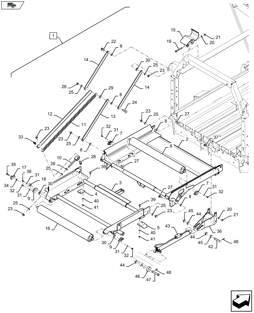 Схема запчастей Case IH LB434S XL - (88.070.022[01]) - DIA KIT: ROLLER BALE CHUTE (88) - ACCESSORIES
