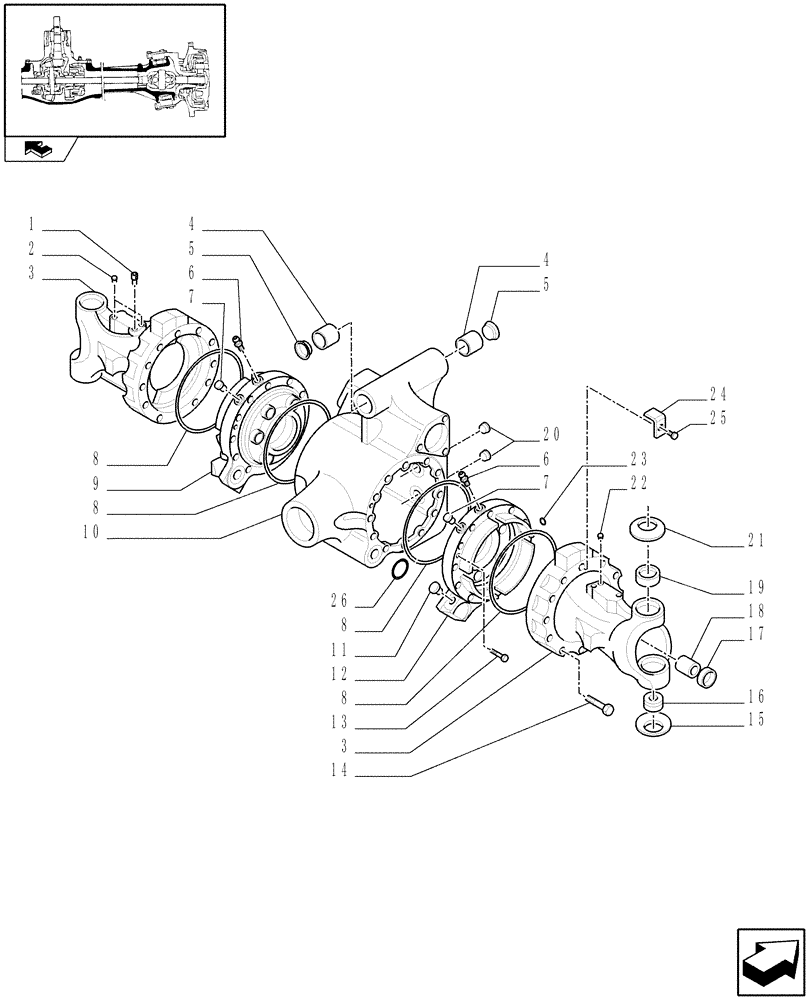 Схема запчастей Case IH FARMALL 95N - (1.40.3/01) - STD FRONT AXLE W/ELECTROHYDR. DIFF. LOCK, W/FRONT BRAKES - PIPES (VAR.336329) (04) - FRONT AXLE & STEERING