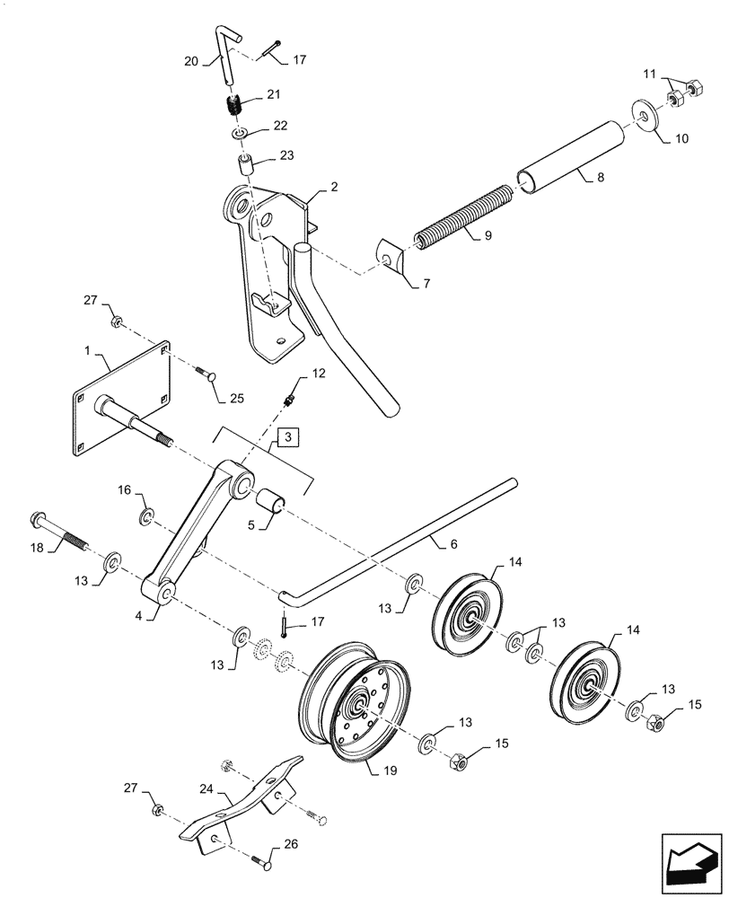 Схема запчастей Case IH 7088 - (73.335.AC[05]) - CHAFF SPREADER, IDLER ASSEMBLY, PRE-UPGRADE (73) - RESIDUE HANDLING