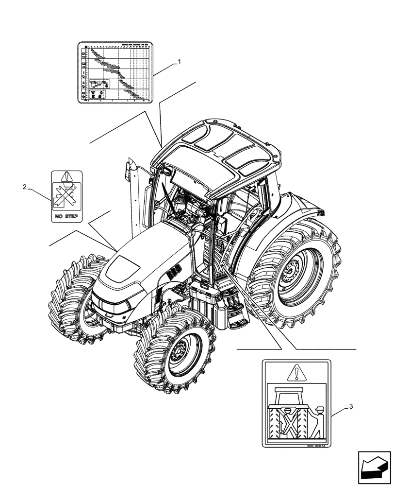 Схема запчастей Case IH JX95HC PLUS - (90.108.020) - VAR - 334342, 334343, 334344, 334345, 334348, 334349 - WARNING DECAL (90) - PLATFORM, CAB, BODYWORK AND DECALS