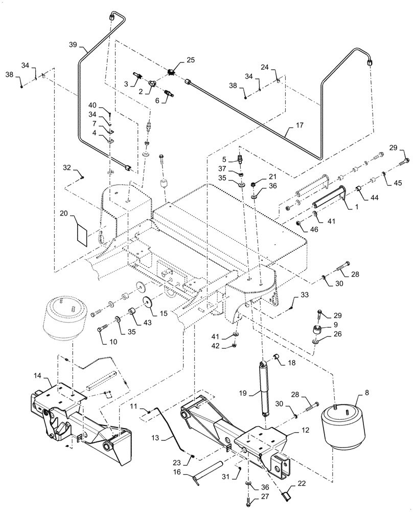 Схема запчастей Case IH WD2504 - (27.552.AJ[01]) - AXLE, REAR STANDARD, INNER AND SUSPENSION (27) - REAR AXLE SYSTEM