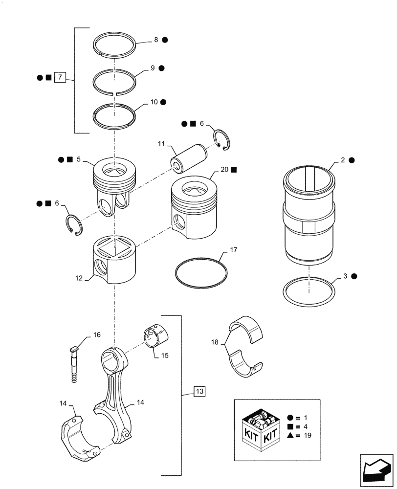 Схема запчастей Case IH 6TAA-8304 305HP - (10.105.AB) - PISTONS - CONNECTING RODS (10) - ENGINE