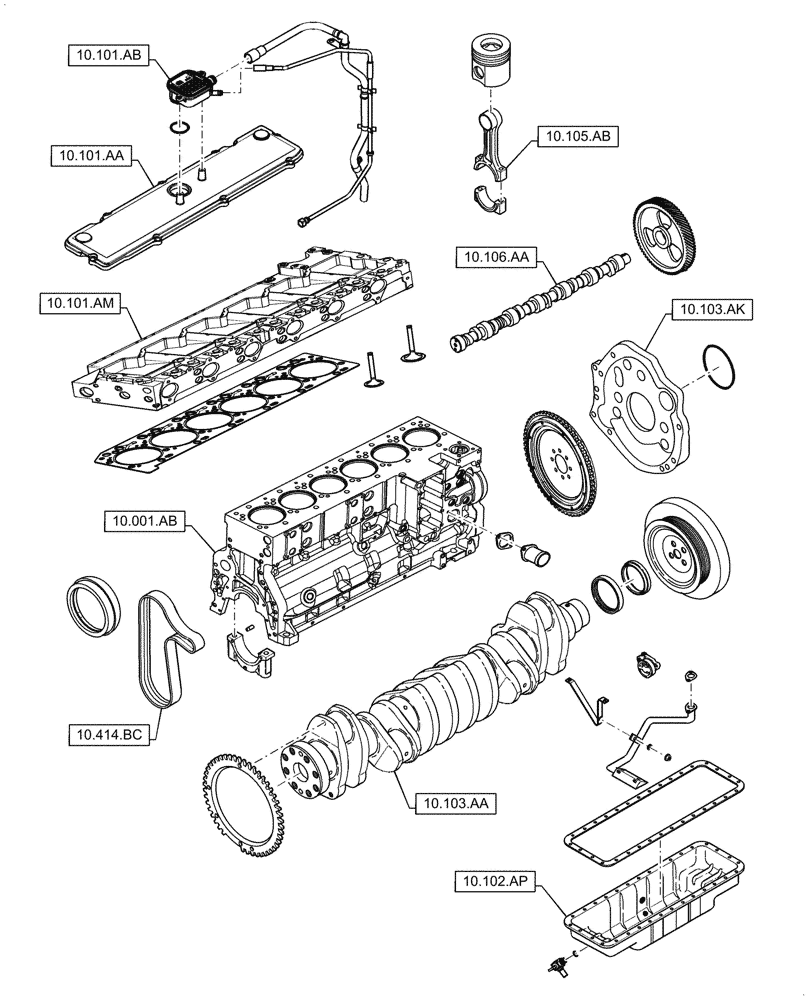 Схема запчастей Case IH 6TAA-8304 275HP - (10.000.00[01]) - SECTION INDEX - ENGINE (10) - ENGINE