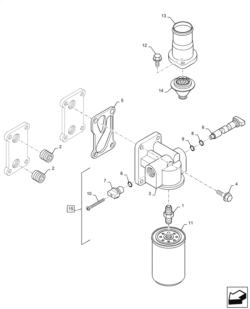 Схема запчастей Case IH 6TAA-9004 350HP - (10.400.BC) - FILTER, COOLANT/CONDTIONER AND THERMOSTAT (10) - ENGINE