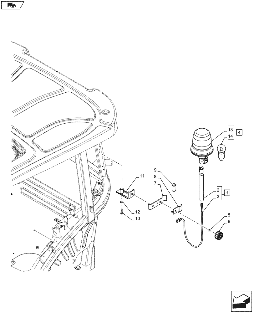 Схема запчастей Case IH FARMALL 115C - (55.404.AC[01]) - VAR - 743586 - ROTARY BEACON, W/ CAB - ISO (55) - ELECTRICAL SYSTEMS