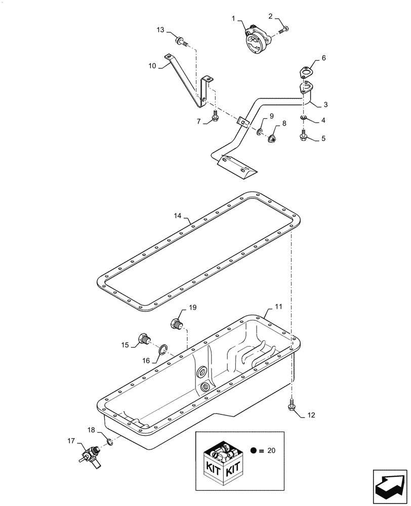 Схема запчастей Case IH 6TAA-8304 275HP - (10.102.AP) - KIT, OIL PAN HEATER - OIL PUMP, PAN (10) - ENGINE