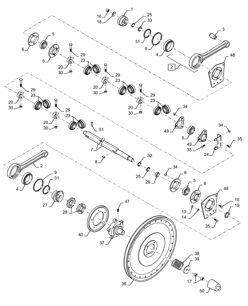 Схема запчастей Case IH 1660 - (9B-40) - SHAKER SHAFT AND AUGER DRIVE, HEAVY DUTY DRIVE, P.I.N. JJC0039550 AND AFTER (14) - ROTOR, CONCANVES & SIEVE