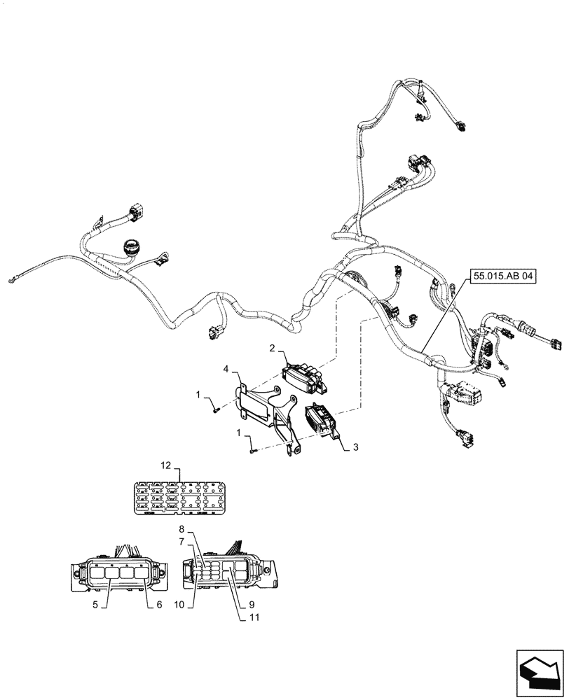 Схема запчастей Case IH MAGNUM 280 - (55.015.AB[05]) - WIRE HARNESS, FRONT FRAME - ASN ZGRF02860 (55) - ELECTRICAL SYSTEMS