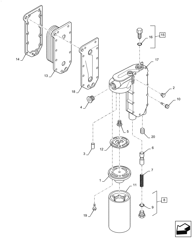 Схема запчастей Case IH 6TAA-8304 275HP - (10.408.AO) - OIL FILTER AND COOLER (10) - ENGINE