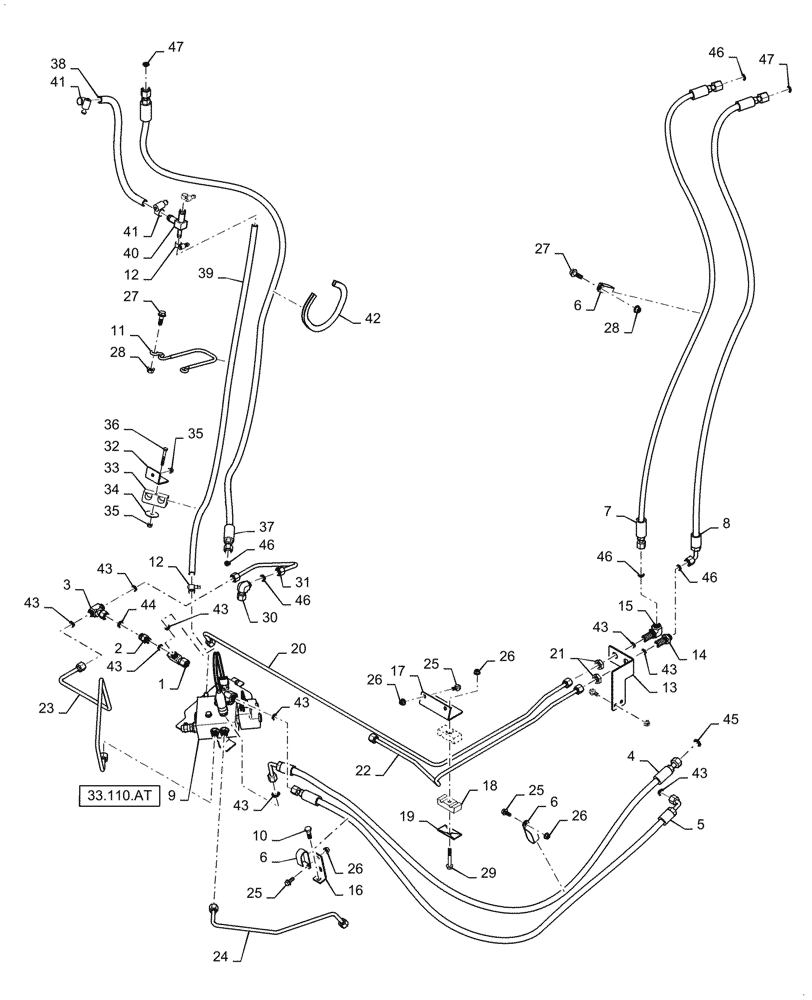 Схема запчастей Case IH 6130 - (33.202.AP) - BRAKE LINE, SERVICE (33) - BRAKES & CONTROLS