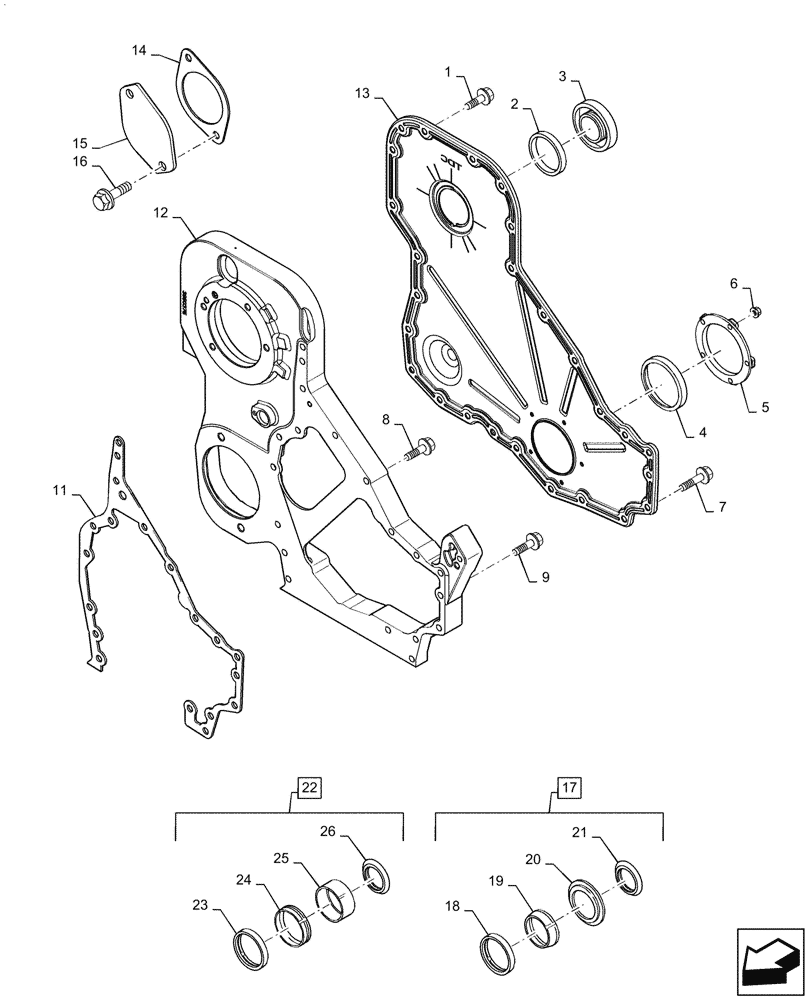 Схема запчастей Case IH 6TAA-8304 275HP - (10.102.BB) - FRONT GEAR COVER (10) - ENGINE