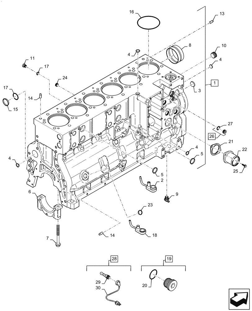 Схема запчастей Case IH 6TAA-9004 350HP - (10.001.AB) - CYLINDER BLOCK - ENGINE BLOCK HEATERS (10) - ENGINE
