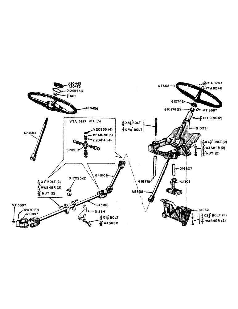 Схема запчастей Case IH 600B-SERIES - (079A) - STEERING WHEEL, SHAFTS AND UNIVERSALS, 610B AND 611B TRACTORS (05) - STEERING