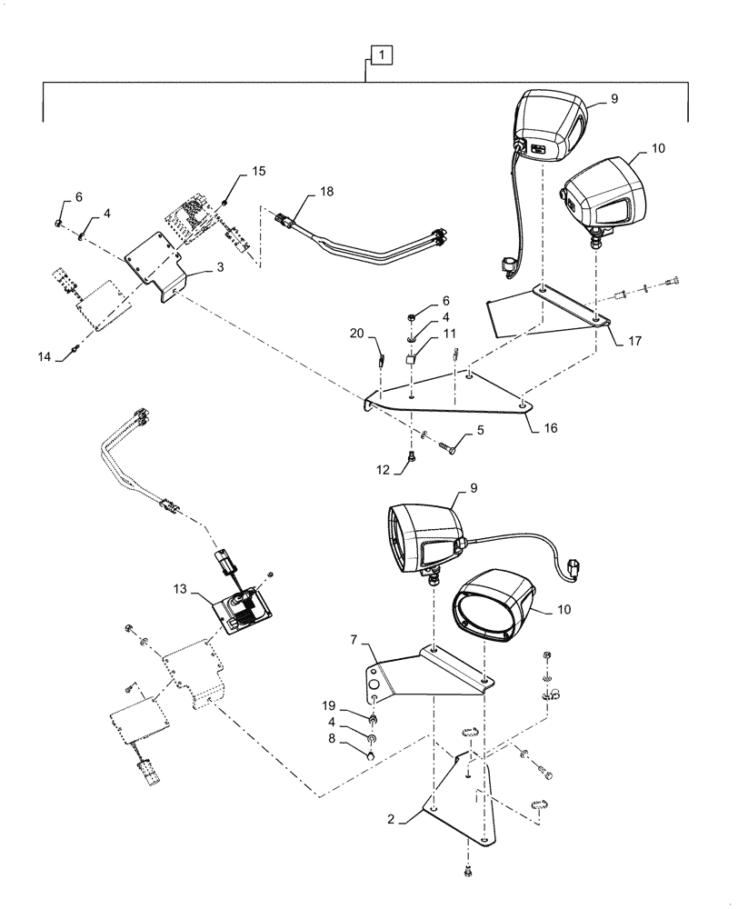 Схема запчастей Case IH PATRIOT 3340 - (55.404.CL[09]) - KIT HID LIGHT GROUP CAB (55) - ELECTRICAL SYSTEMS