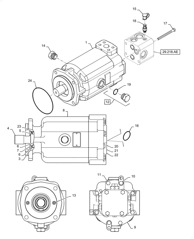 Схема запчастей Case IH 5088 - (29.218.AH[01]) - HYDROSTATIC MOTOR, FIXED, SINGLE SPEED (29) - HYDROSTATIC DRIVE