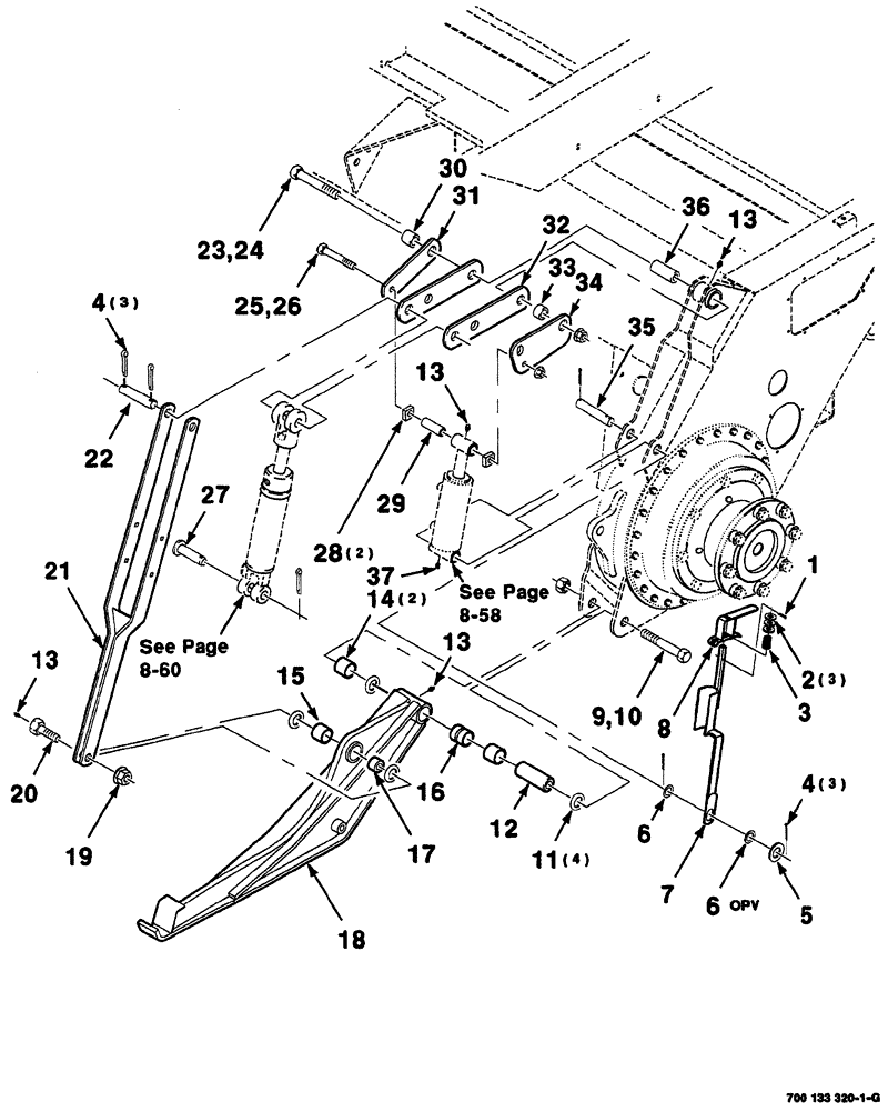 Схема запчастей Case IH 8860 - (07-70) - LIFT ARM AND FLOTATION ASSEMBLIES (8860) (58) - ATTACHMENTS/HEADERS