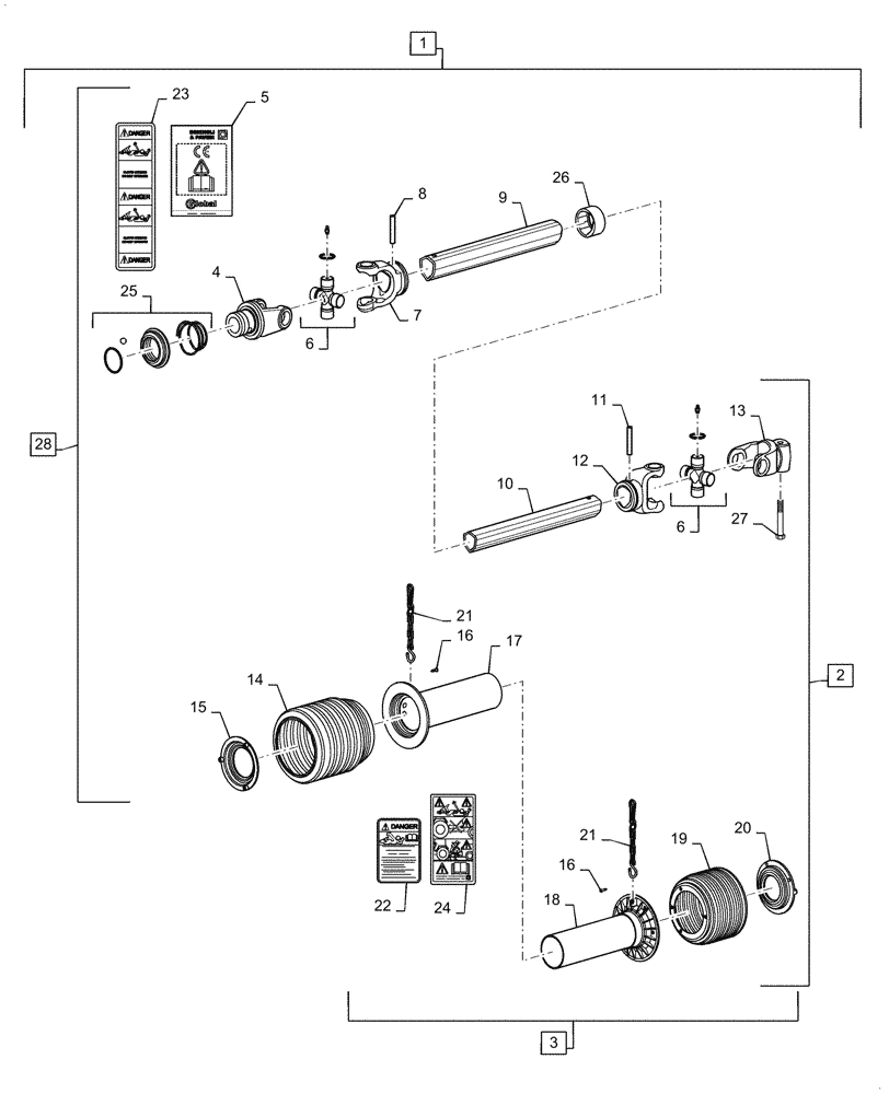 Схема запчастей Case IH 4406-30 - (31.100.AG[01]) - PTO SHAFT ASSY, 6 ROW, ASN YGH632500 (31) - IMPLEMENT POWER TAKE OFF