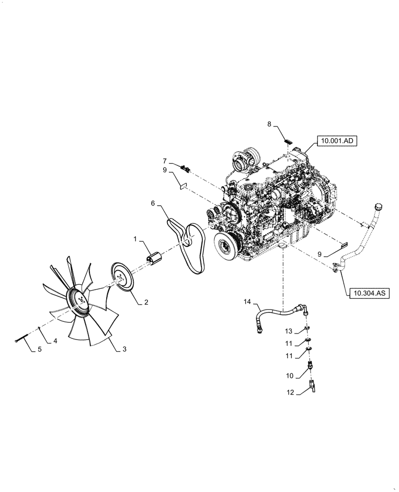 Схема запчастей Case IH AF4088 - (10.414.AC[01]) - ENGINE FAN DRIVE, USE FOR 2016 (10) - ENGINE