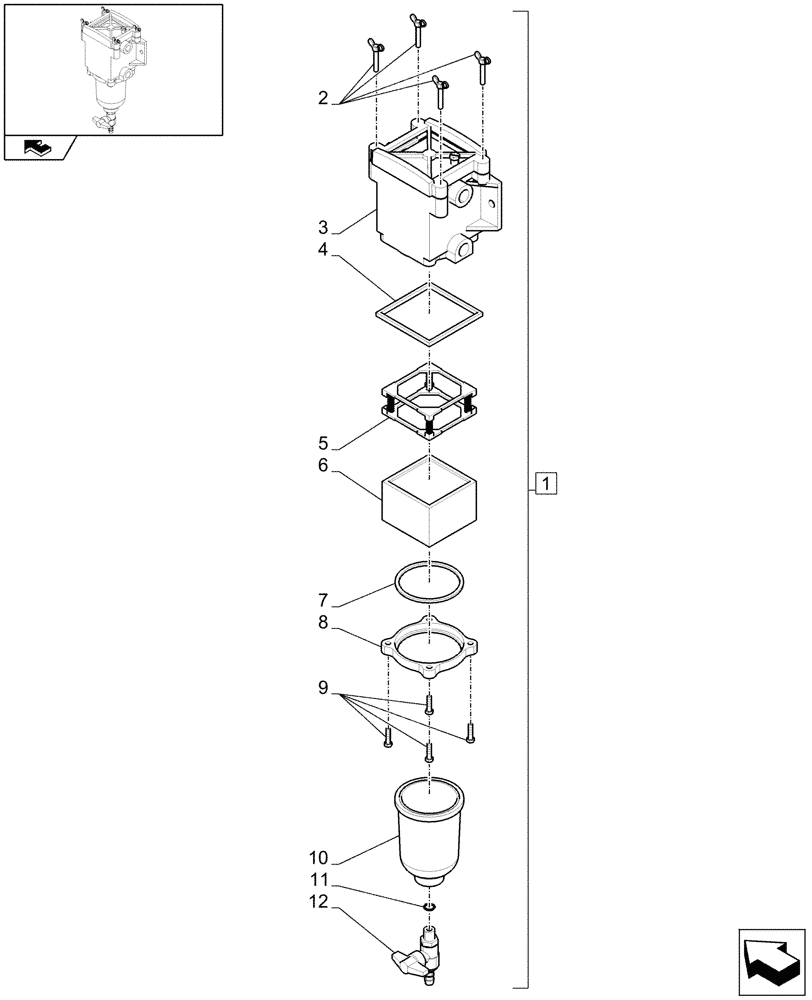 Схема запчастей Case IH PUMA 125 - (1.14.6/ B) - FUEL FILTER/WATER SEPARATOR - BREAKDOWN (VAR.330103) (02) - ENGINE EQUIPMENT