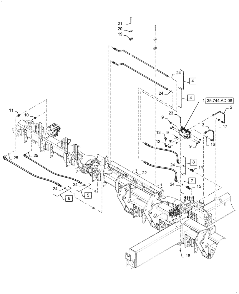 Схема запчастей Case IH 2150 - (35.744.AD[07]) - HYDRAULIC DOWN PRESSURE DELTA FORCE VALVE, 24 ROW (35) - HYDRAULIC SYSTEMS