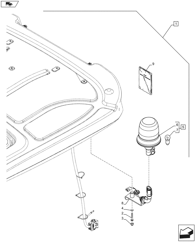 Схема запчастей Case IH FARMALL 105U - (88.055.AA[01A]) - DIA KIT, ROTARY BEACON, LEFT SIDE (88) - ACCESSORIES