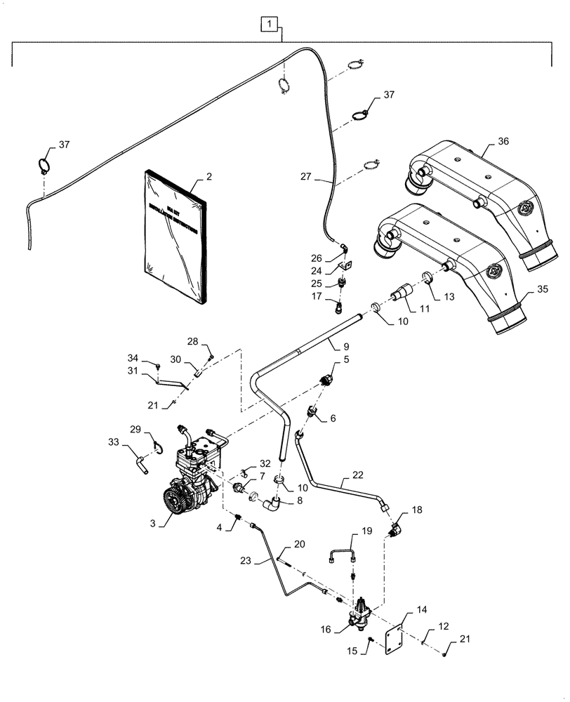 Схема запчастей Case IH 9230 - (88.100.36[03]) - DIA KIT AIR COMPRESSOR KIT PAGE 1 OF 3 (88) - ACCESSORIES