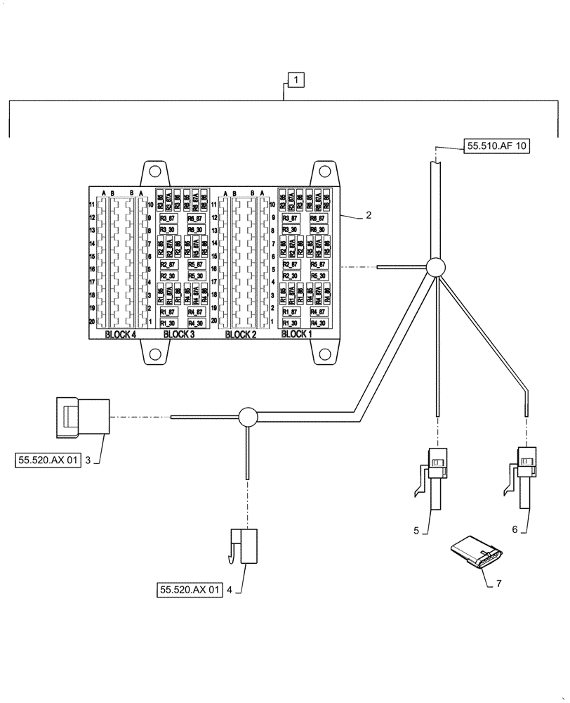 Схема запчастей Case IH 5088 - (55.510.AF[11]) - WIRE HARNESS, CAB MAIN, CONTINUED (55) - ELECTRICAL SYSTEMS