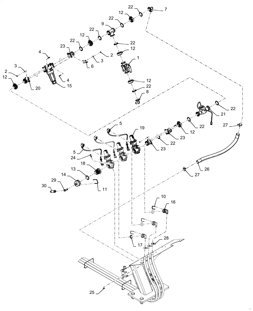 Схема запчастей Case IH 2150 - (63.110.AB[15]) - LIQUID FERTILIZER MANIFOLD VALVES, 24 ROW (63) - CHEMICAL APPLICATORS