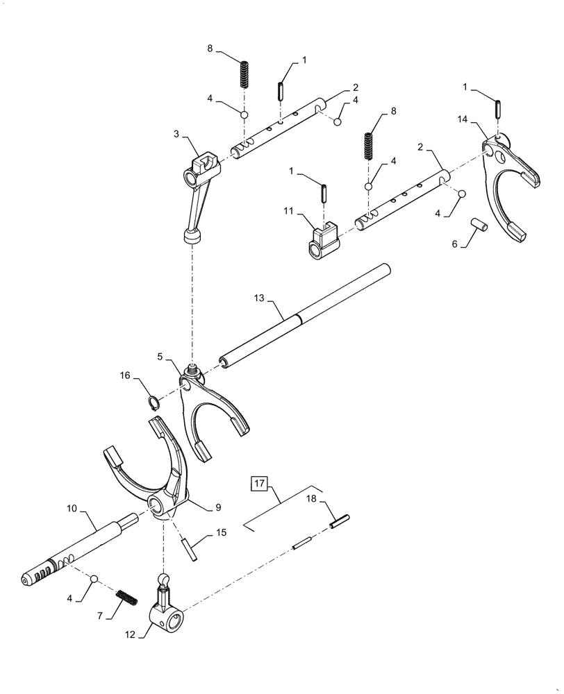 Схема запчастей Case IH FARMALL 60A - (21.140.AE[01]) - TRANSMISSION, GEAR SHIFTING UNIT (21) - TRANSMISSION