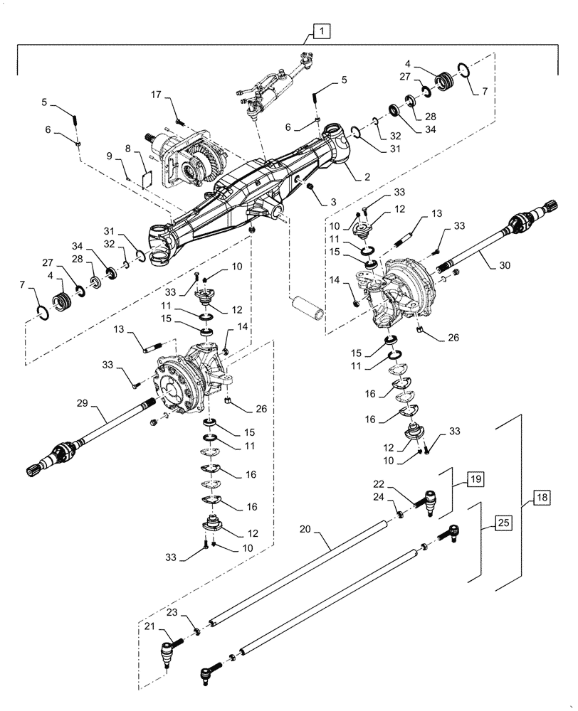 Схема запчастей Case IH FARMALL 60A - (21.182.AG[04]) - FRONT AXLE HOUSING, TIE-ROD ASSY (21) - TRANSMISSION