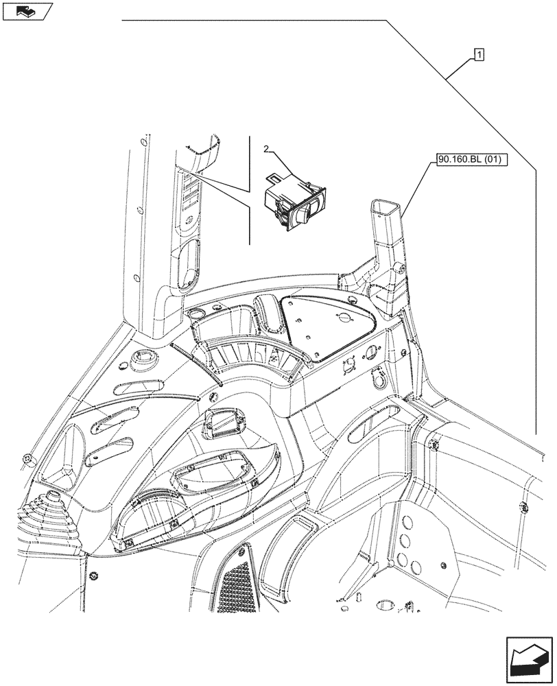 Схема запчастей Case IH FARMALL 115U - (88.055.AA[06]) - DIA KIT, TRACTOR, 1 ROTARY BEACON, SWITCH (88) - ACCESSORIES