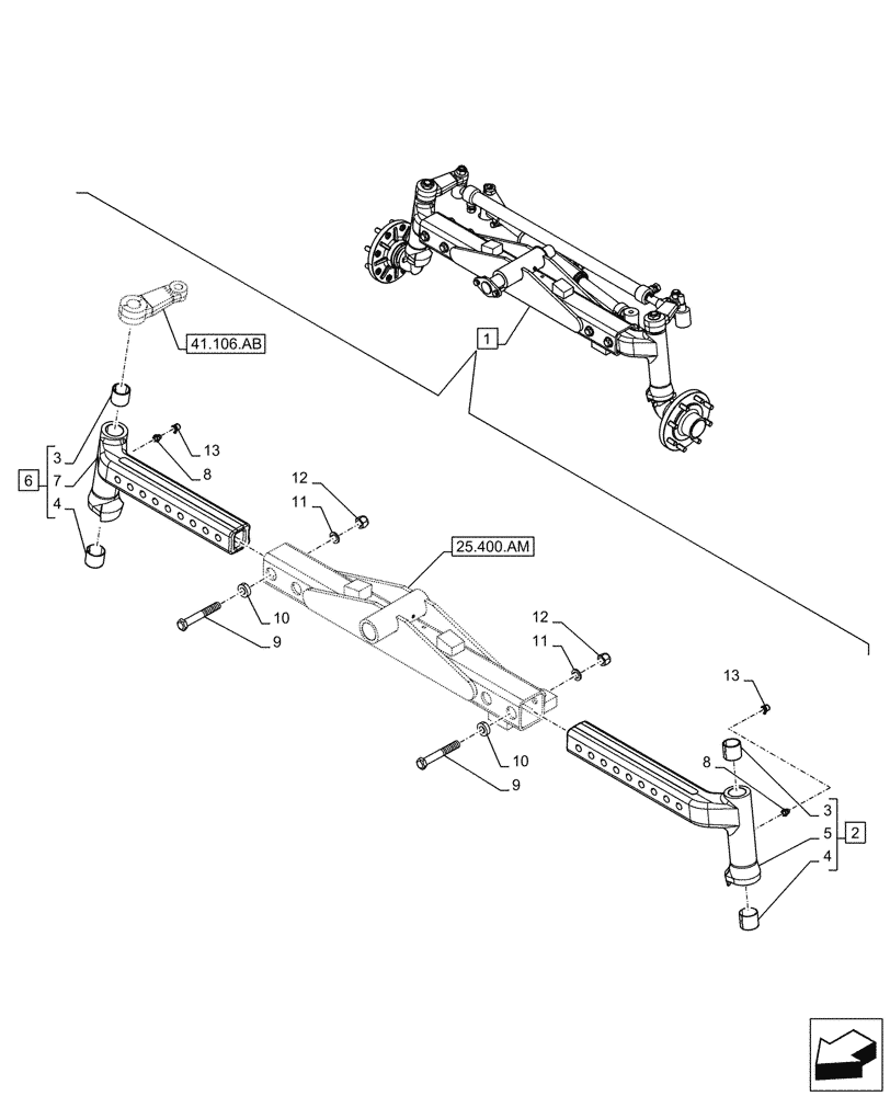 Схема запчастей Case IH MAXXUM 150 - (25.400.AD) - VAR - 759381 - 2WD FRONT AXLE, AXLE EXTENSION (25) - FRONT AXLE SYSTEM