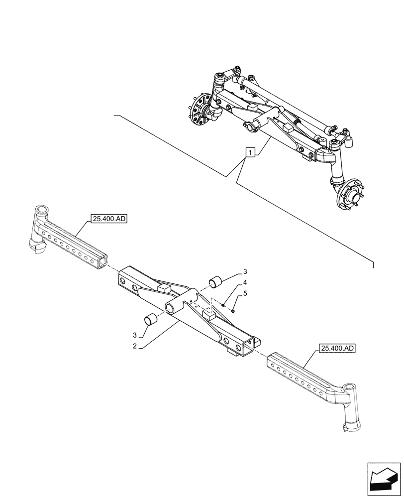 Схема запчастей Case IH MAXXUM 145 - (25.400.AM) - VAR - 759381 - 2WD FRONT AXLE, BODY (25) - FRONT AXLE SYSTEM
