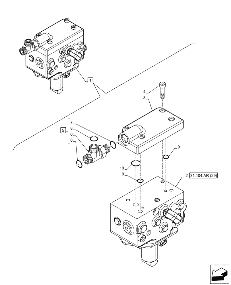 Схема запчастей Case IH MAXXUM 150 - (31.104.AR[28]) - VAR - 759375, 759377 - PTO CLUTCH, CONTROL VALVE, COMPONENTS (30KPH) (16X16) (31) - IMPLEMENT POWER TAKE OFF