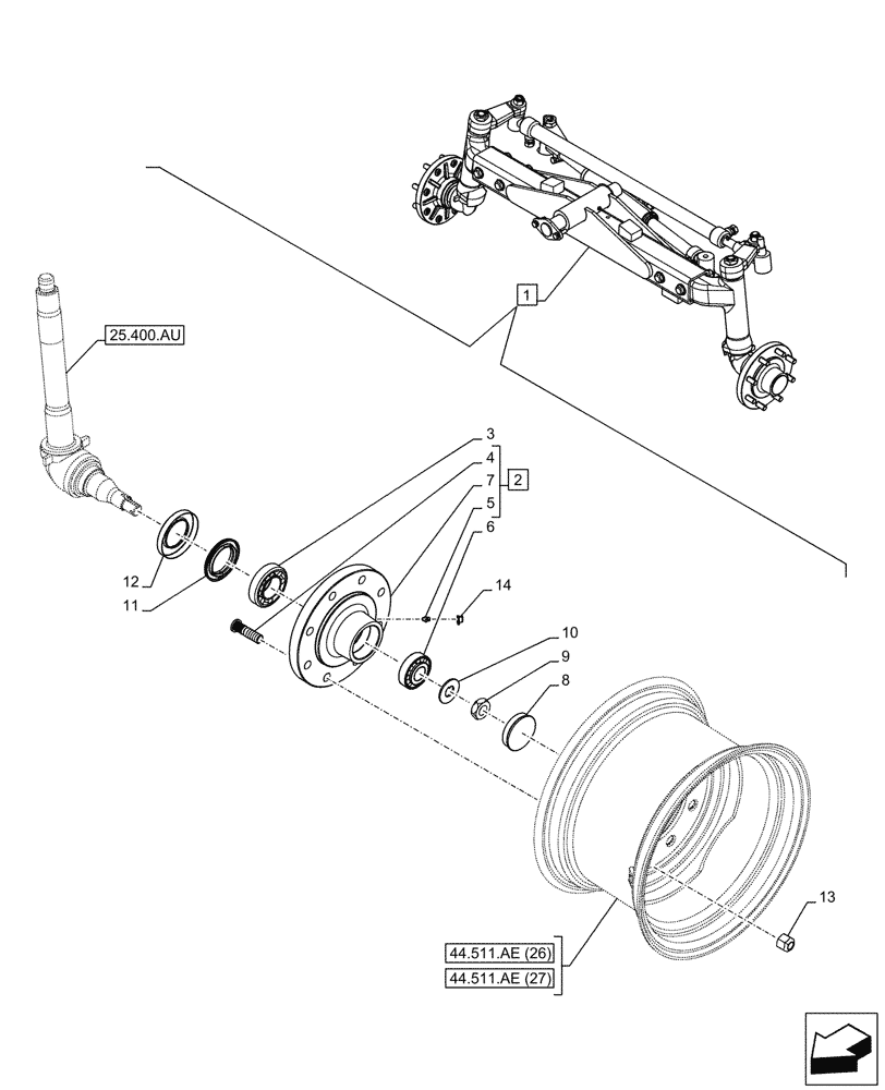 Схема запчастей Case IH MAXXUM 135 - (25.400.AH) - VAR - 759381 - 2WD FRONT AXLE, HUB (25) - FRONT AXLE SYSTEM