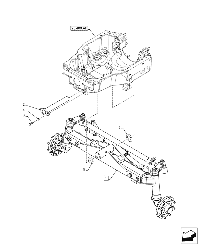 Схема запчастей Case IH MAXXUM 135 - (25.400.AL) - VAR - 759381 - 2WD FRONT AXLE, PIVOT PIN (25) - FRONT AXLE SYSTEM