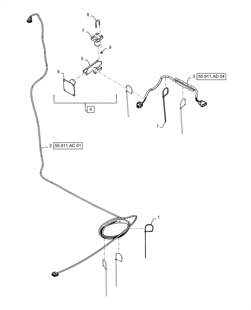 Схема запчастей Case IH PATRIOT 4440 - (55.911.AD[03]) - AFS MONITOR READY PACKAGE (55) - ELECTRICAL SYSTEMS
