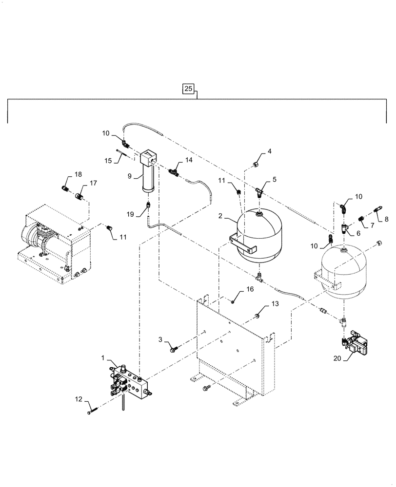 Схема запчастей Case IH 1245 - (88.100.11) - PDP CONTROL RETROFIT DUAL TANK KIT (88) - ACCESSORIES