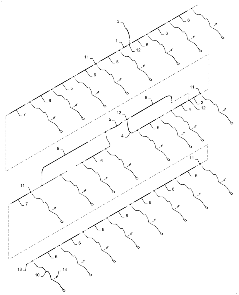 Схема запчастей Case IH 2150 - (77.105.AF[11]) - CLOSING AIR PLUMBING 24 ROW FRONT FOLD (77) - SEEDING/PLANTING