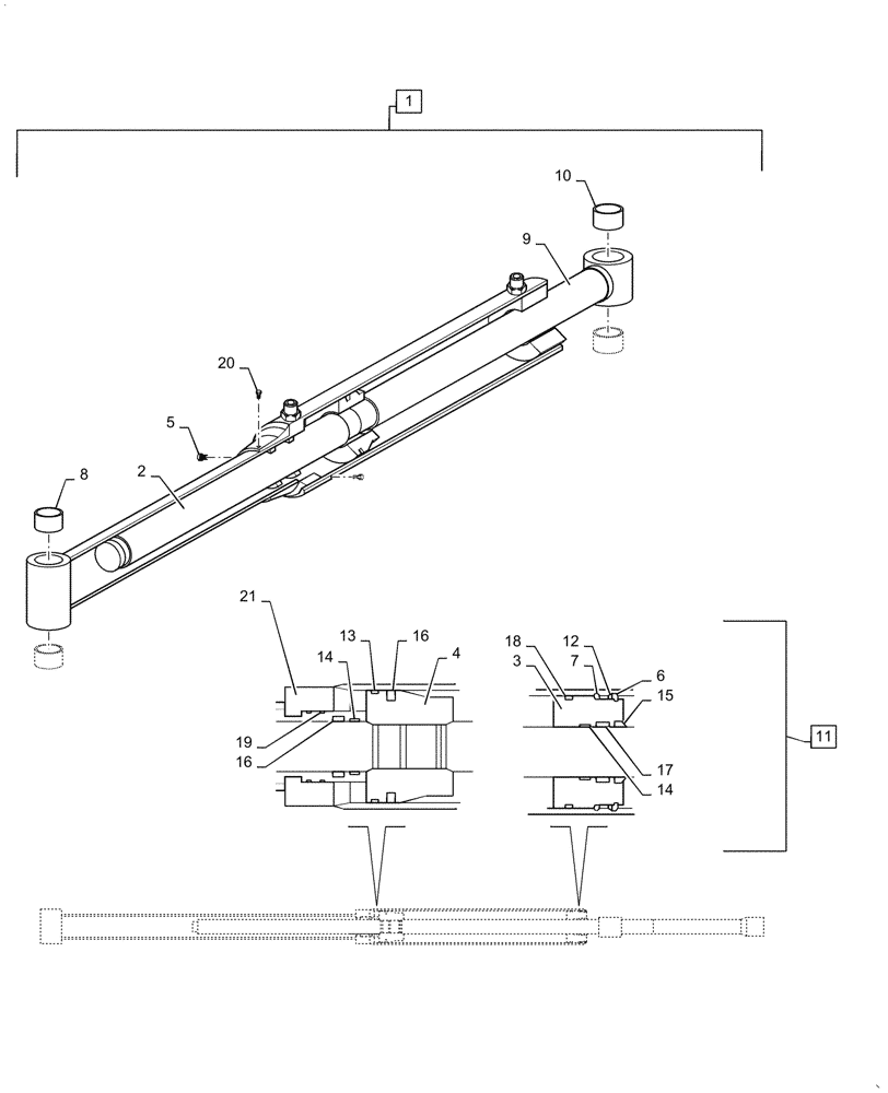 Схема запчастей Case IH L725 - (35.162.010) - PALLET FORK HYDRAULIC CYLINDER (35) - HYDRAULIC SYSTEMS