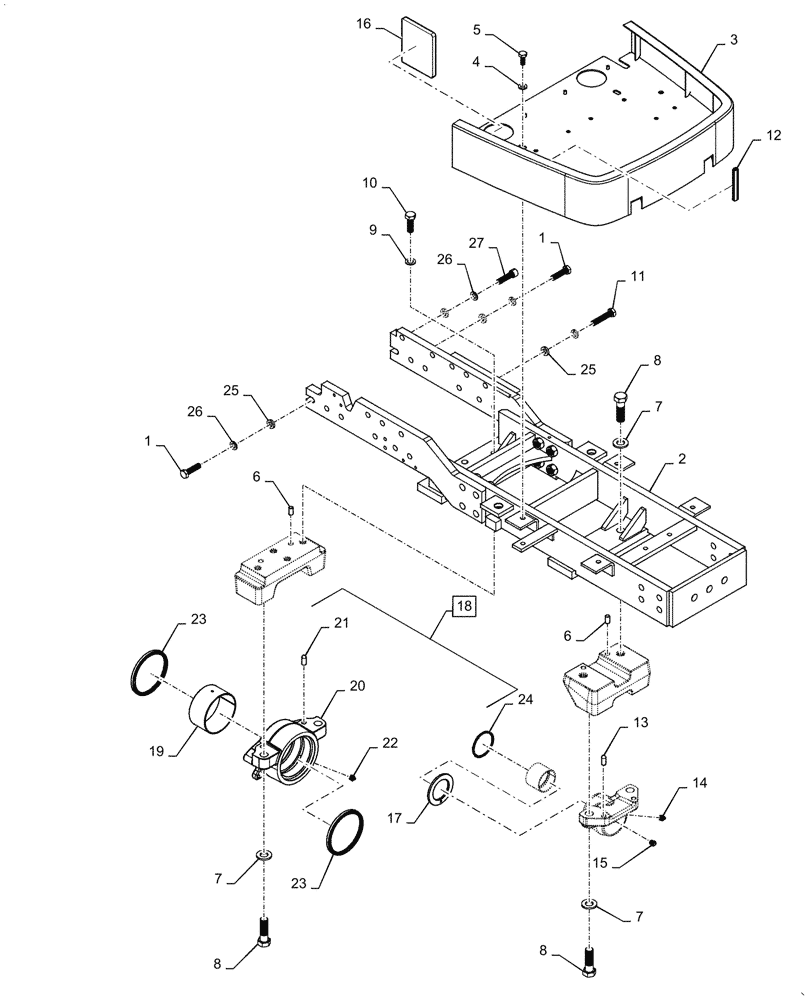 Схема запчастей Case IH FARMALL 50A - (25.100.AV[01]) - FRONT AXLE SUPPORT, 4WD (25) - FRONT AXLE SYSTEM