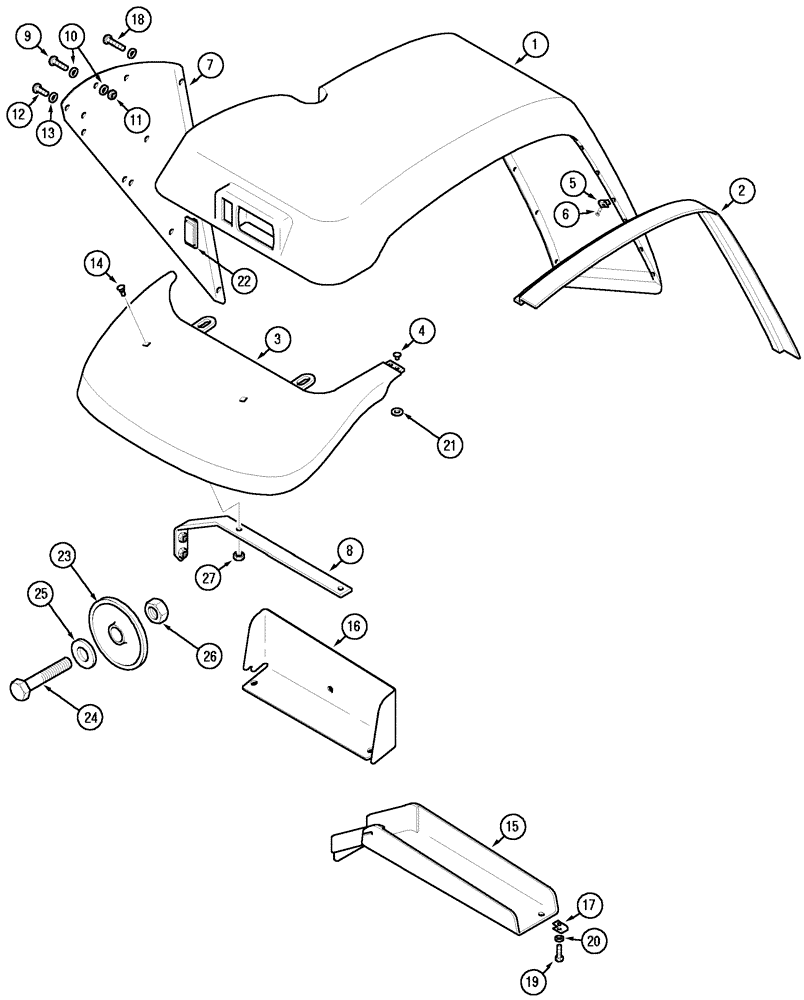 Схема запчастей Case IH CX60 - (09-44) - REAR FENDERS - CAB (09) - CHASSIS/ATTACHMENTS