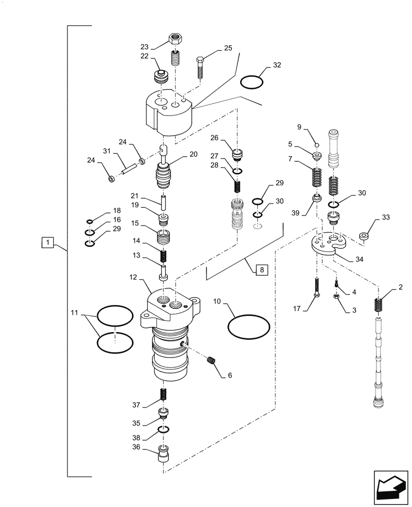 Схема запчастей Case IH FARMALL 50A - (35.100.AB[02]) - CONTROL VALVE ASSY, HYDRAULIC POWER LIFT, 1100 KG (35) - HYDRAULIC SYSTEMS