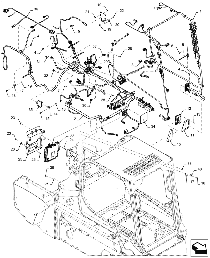 Схема запчастей Case IH SR220 - (55.101.AC[03]) - WIRE HARNESS & CONNECTOR, ELECTRONIC CONTROLS (21-MAY-2015 THRU 13-NOV-2016) (55) - ELECTRICAL SYSTEMS