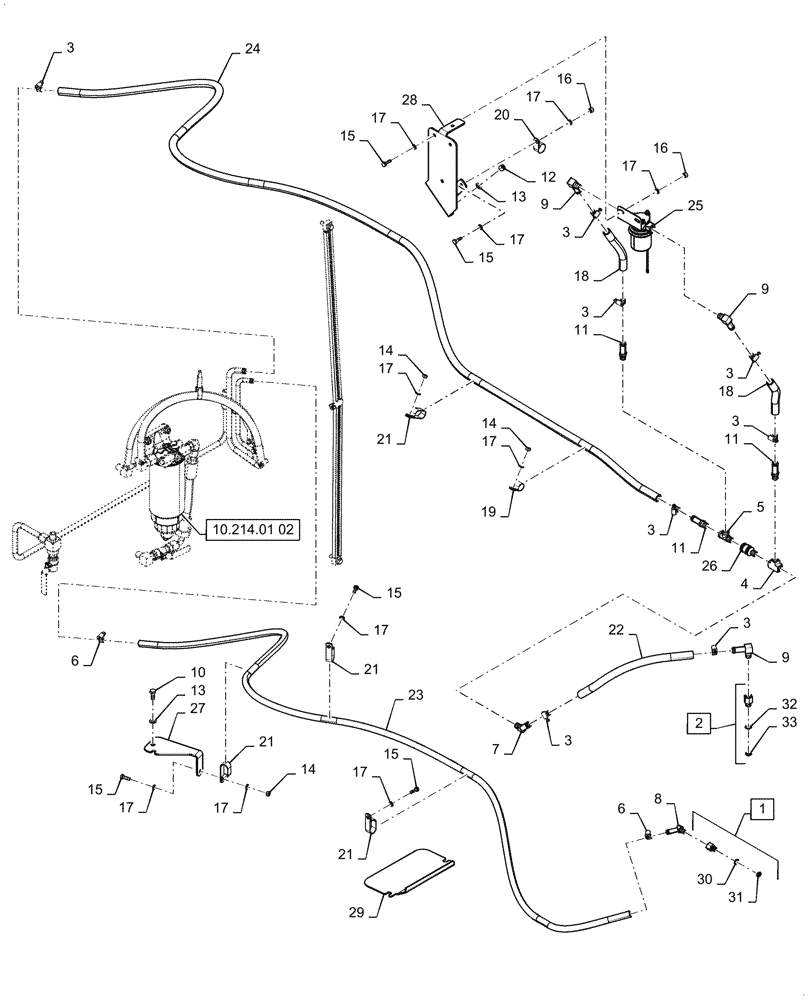 Схема запчастей Case IH STEIGER 500 - (10.214.01[01]) - FUEL LINE (10) - ENGINE