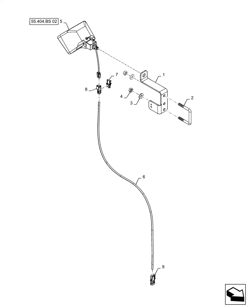 Схема запчастей Case IH PATRIOT 4440 - (55.404.BS[01.5]) - BOOM, CENTER SECTION LIGHT ASN YGT044293 (55) - ELECTRICAL SYSTEMS